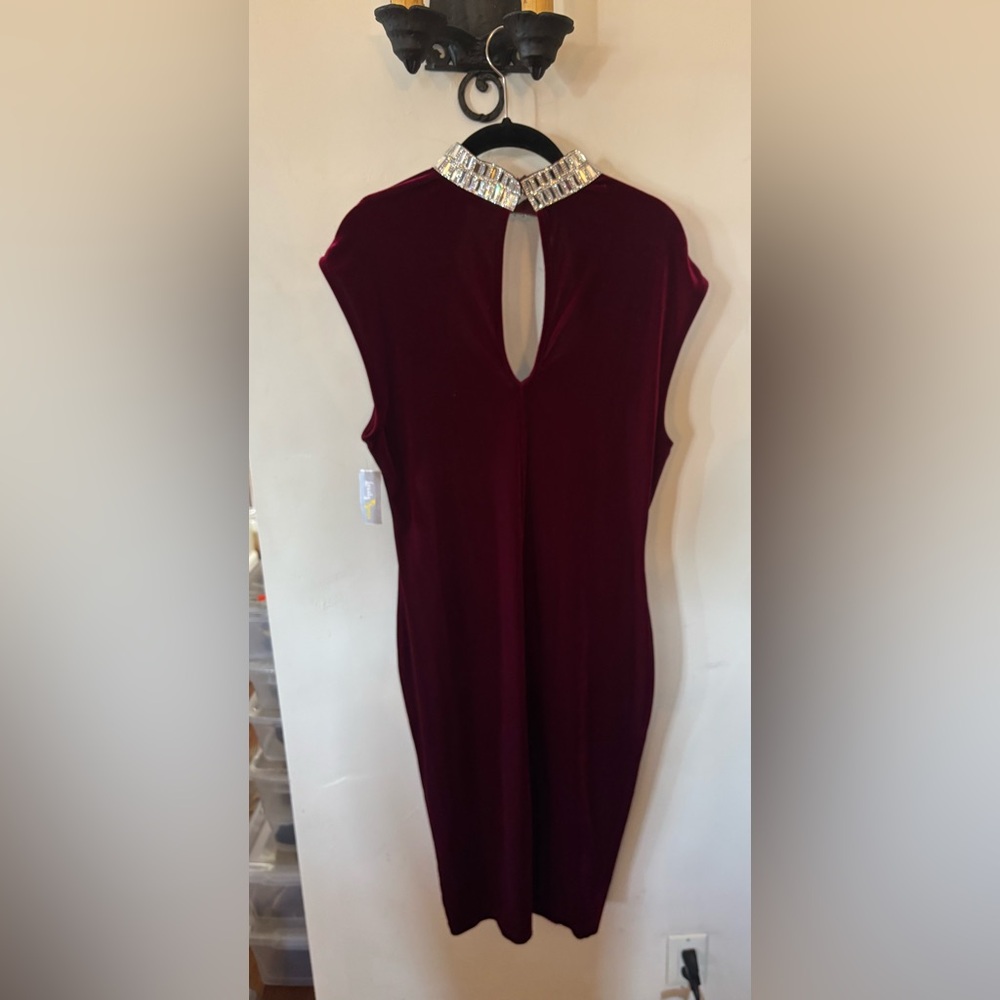 Privy Burgundy Backless Dress with Silver Embellished Collar